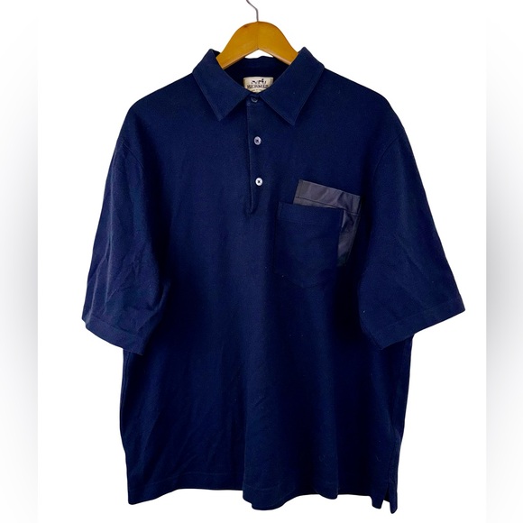 NWT HERMES COTTON/CASHMERE POLO IN NAVY